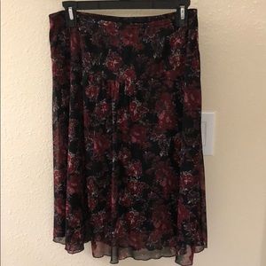 Medium Mid length black and red sheer skirt